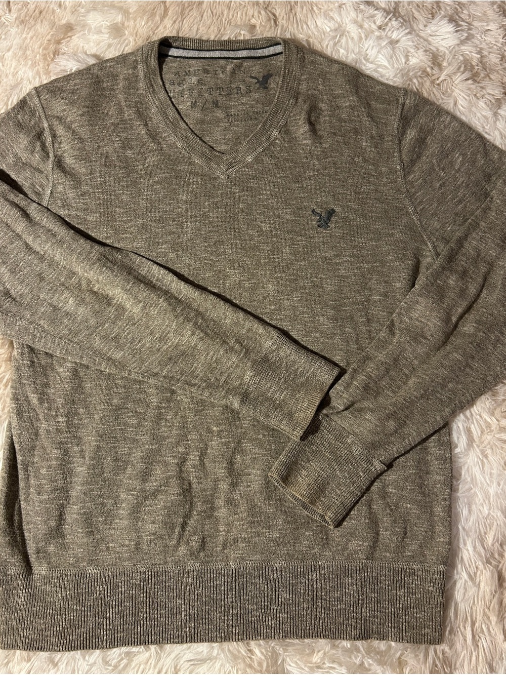 American Eagle Outfitters Men’s V-Neck Sweater in Olive Brown